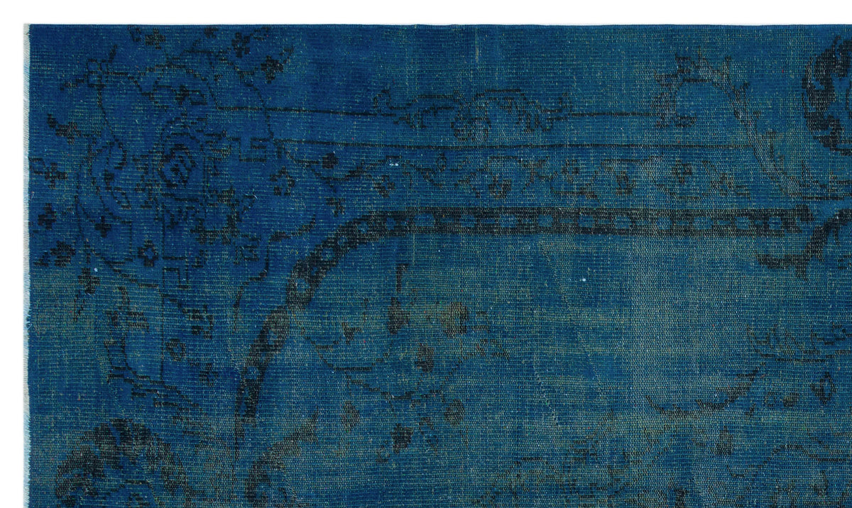 Turquoise  Over Dyed Vintage Rug 5&#39;8&#39;&#39; x 9&#39;7&#39;&#39; ft 173 x 293 cm