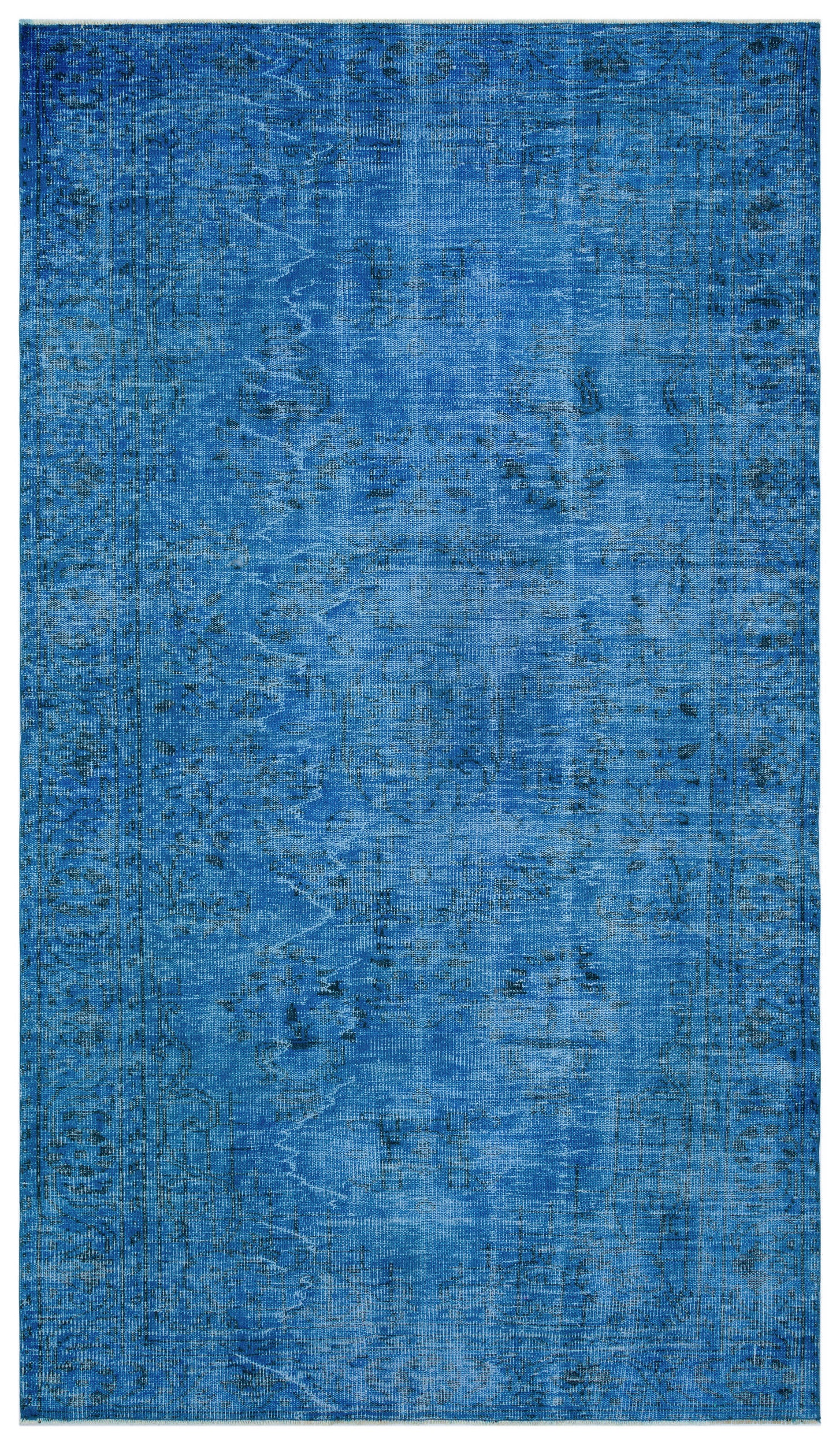 Blue Over Dyed Vintage Rug 5'10'' x 10'2'' ft 177 x 309 cm