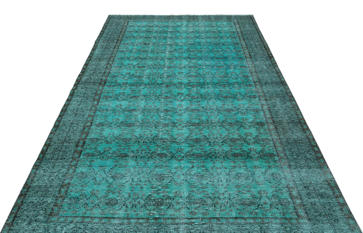 Turquoise  Over Dyed Vintage Rug 5&#39;6&#39;&#39; x 8&#39;10&#39;&#39; ft 167 x 268 cm