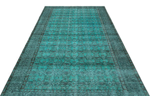 Turquoise  Over Dyed Vintage Rug 5'6'' x 8'10'' ft 167 x 268 cm