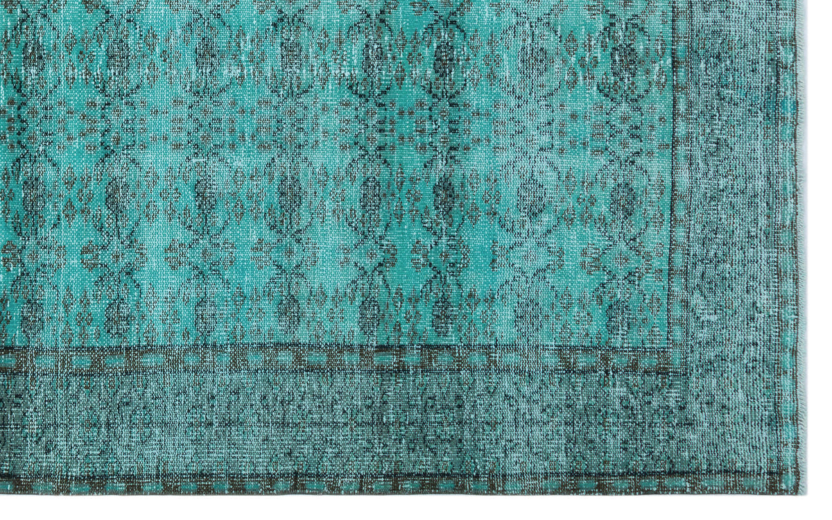 Turquoise  Over Dyed Vintage Rug 5&#39;6&#39;&#39; x 8&#39;10&#39;&#39; ft 167 x 268 cm
