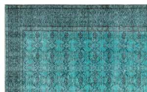 Turquoise  Over Dyed Vintage Rug 5'6'' x 8'10'' ft 167 x 268 cm