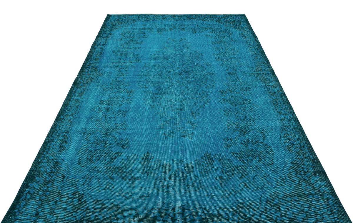 Turquoise  Over Dyed Vintage Rug 5&#39;9&#39;&#39; x 9&#39;2&#39;&#39; ft 174 x 280 cm