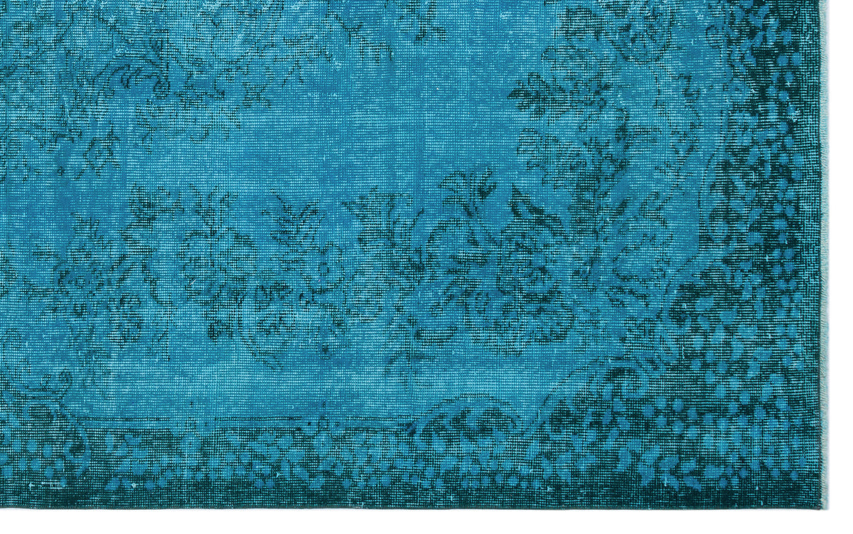 Turquoise  Over Dyed Vintage Rug 5&#39;9&#39;&#39; x 9&#39;2&#39;&#39; ft 174 x 280 cm