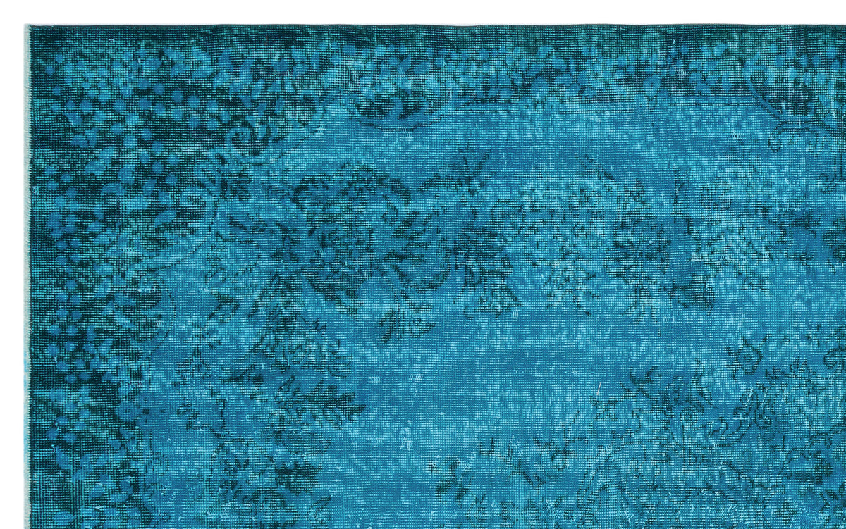 Turquoise  Over Dyed Vintage Rug 5&#39;9&#39;&#39; x 9&#39;2&#39;&#39; ft 174 x 280 cm