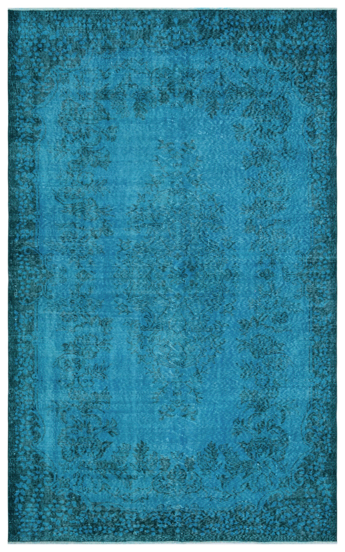 Turquoise  Over Dyed Vintage Rug 5&#39;9&#39;&#39; x 9&#39;2&#39;&#39; ft 174 x 280 cm
