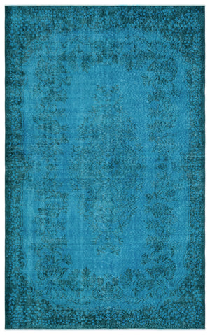 Turquoise  Over Dyed Vintage Rug 5'9'' x 9'2'' ft 174 x 280 cm