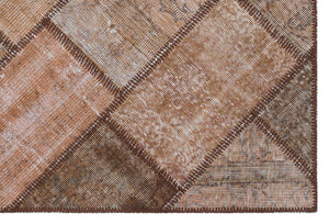 Brown Over Dyed Patchwork Unique Rug 3'12'' x 5'11'' ft 121 x 180 cm