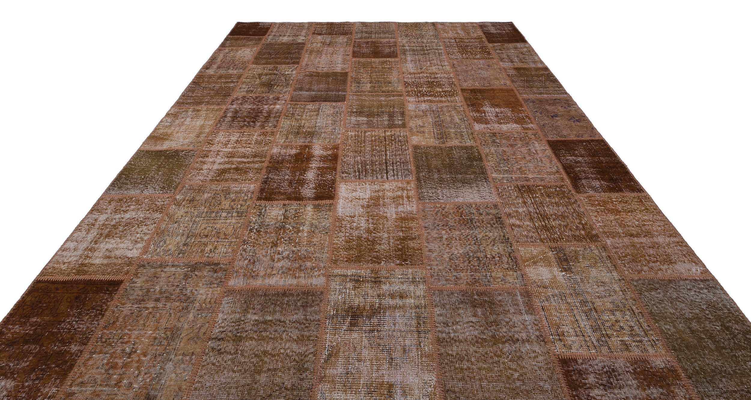 Brown Over Dyed Patchwork Unique Rug 9'1'' x 12'0'' ft 277 x 366 cm