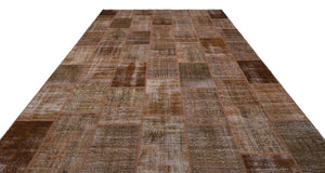 Brown Over Dyed Patchwork Unique Rug 9'1'' x 12'0'' ft 277 x 366 cm