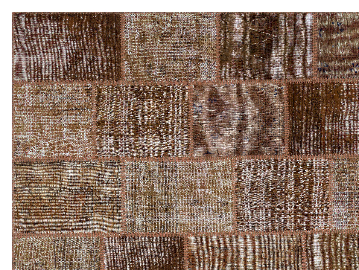 Brown Over Dyed Patchwork Unique Rug 9&#39;1&#39;&#39; x 12&#39;0&#39;&#39; ft 277 x 366 cm