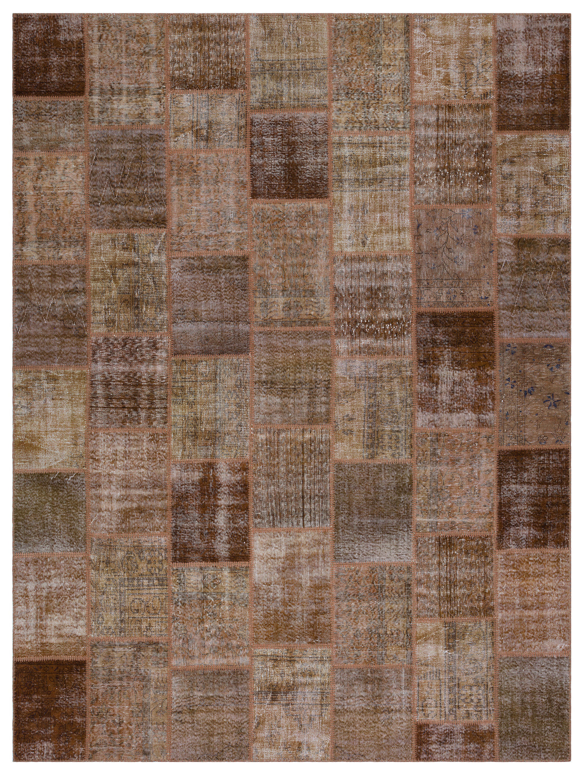 Brown Over Dyed Patchwork Unique Rug 9&#39;1&#39;&#39; x 12&#39;0&#39;&#39; ft 277 x 366 cm