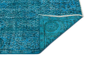 Turquoise Over Dyed Vintage Rug 4'9'' x 8'6'' ft 146 x 259 cm