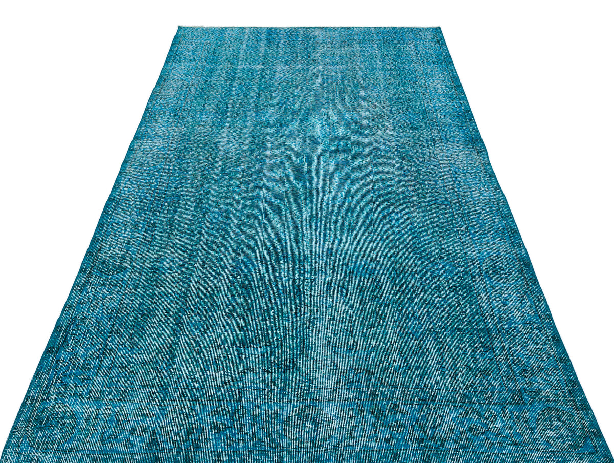 Turquoise Over Dyed Vintage Rug 4&#39;9&#39;&#39; x 8&#39;6&#39;&#39; ft 146 x 259 cm