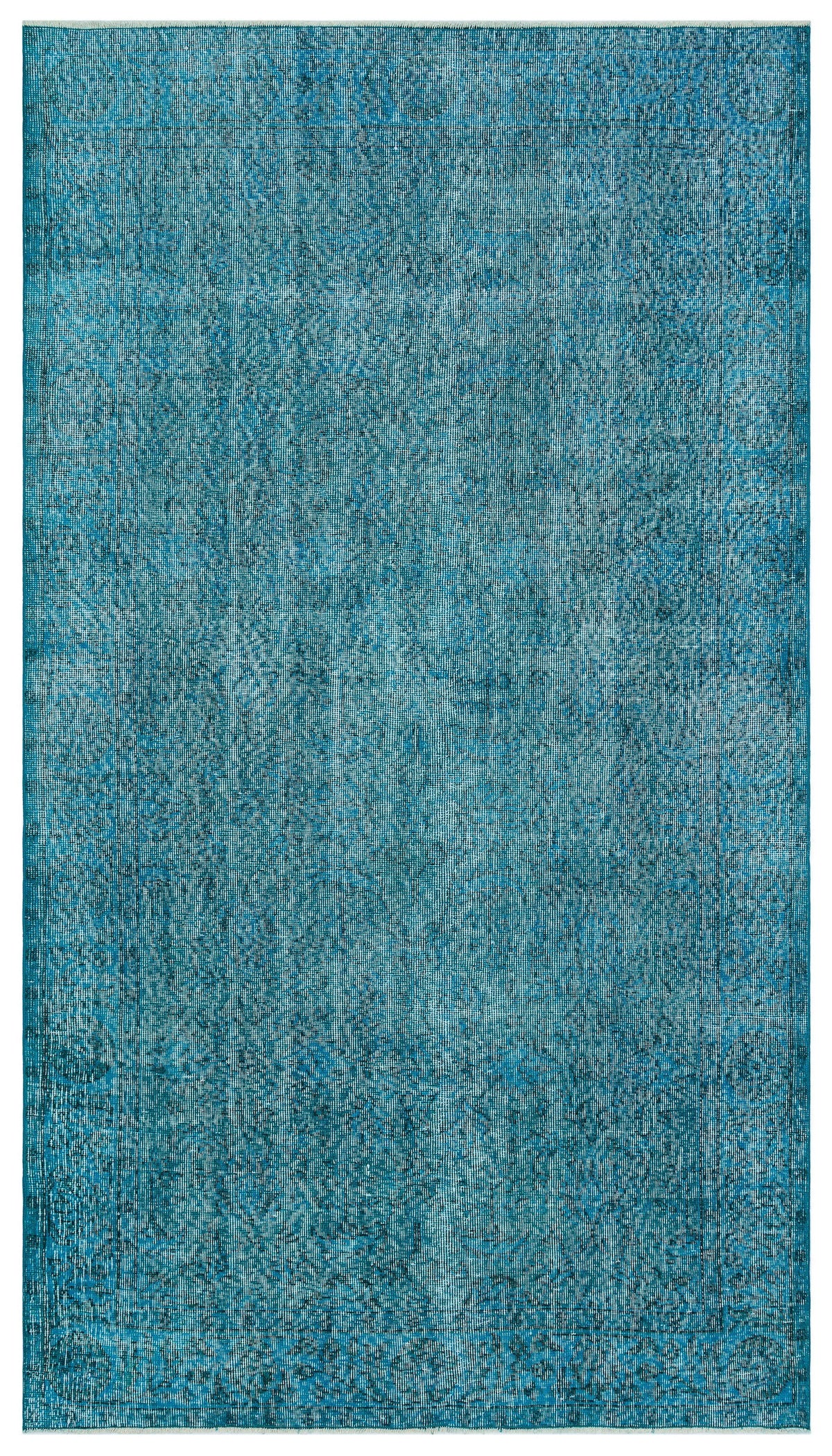 Turquoise Over Dyed Vintage Rug 4&#39;9&#39;&#39; x 8&#39;6&#39;&#39; ft 146 x 259 cm