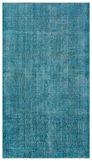 Turquoise Over Dyed Vintage Rug 4'9'' x 8'6'' ft 146 x 259 cm