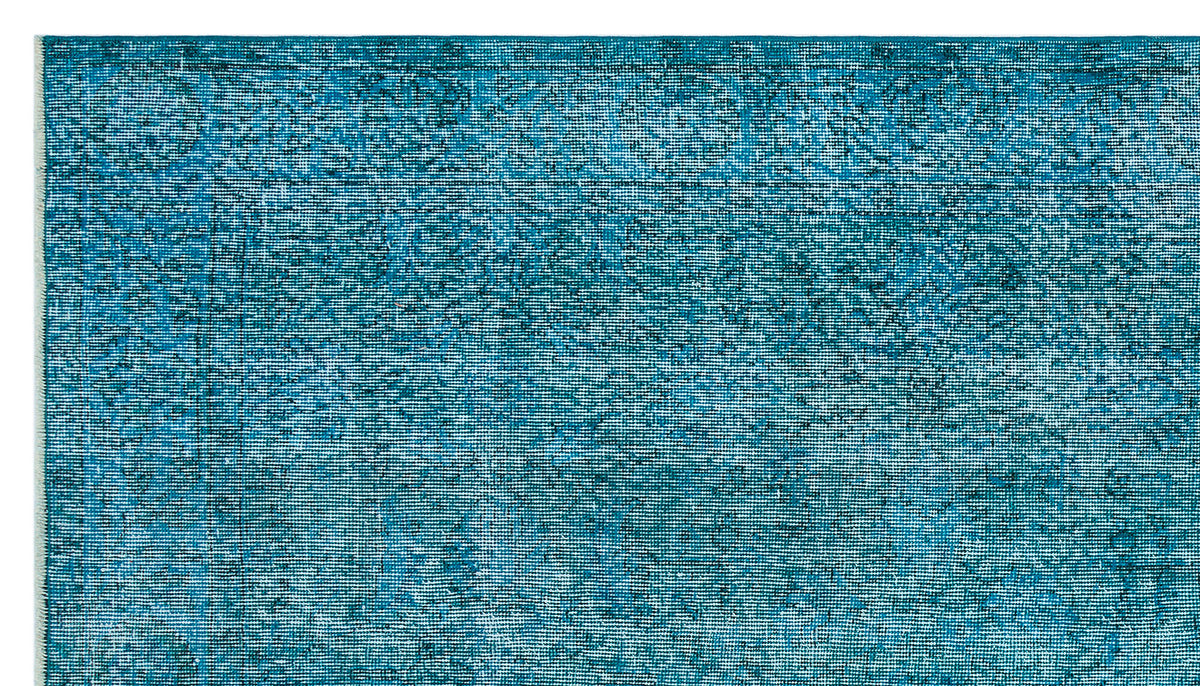 Turquoise Over Dyed Vintage Rug 4&#39;9&#39;&#39; x 8&#39;6&#39;&#39; ft 146 x 259 cm