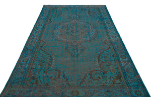 Traditional Design Indigo Blue Over Dyed Vintage Rug 5'10'' x 9'8'' ft 178 x 295 cm