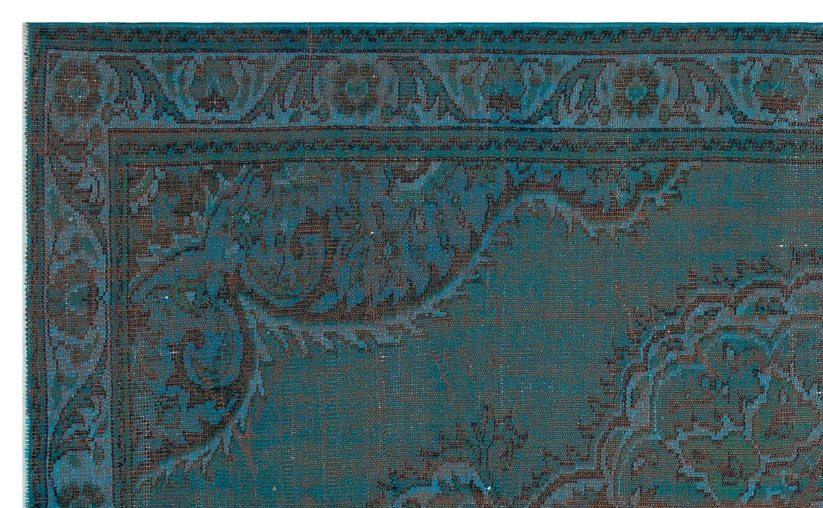 Traditional Design Indigo Blue Over Dyed Vintage Rug 5&#39;10&#39;&#39; x 9&#39;8&#39;&#39; ft 178 x 295 cm