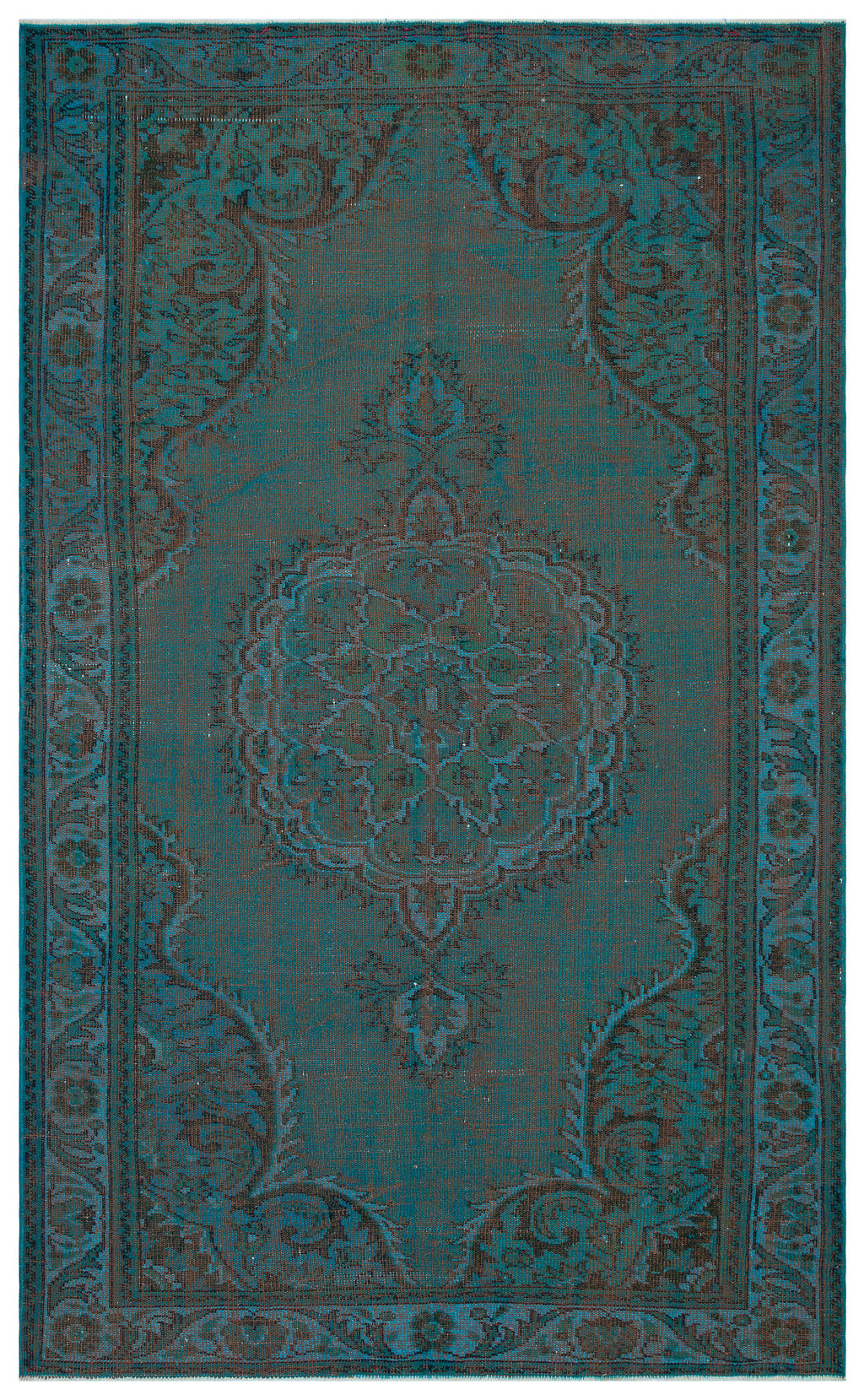 Traditional Design Indigo Blue Over Dyed Vintage Rug 5'10'' x 9'8'' ft 178 x 295 cm