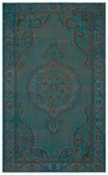 Traditional Design Indigo Blue Over Dyed Vintage Rug 5'10'' x 9'8'' ft 178 x 295 cm