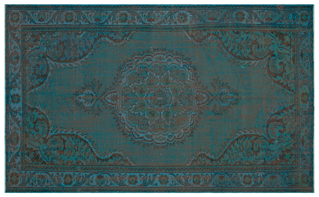 Traditional Design Indigo Blue Over Dyed Vintage Rug 5'10'' x 9'8'' ft 178 x 295 cm