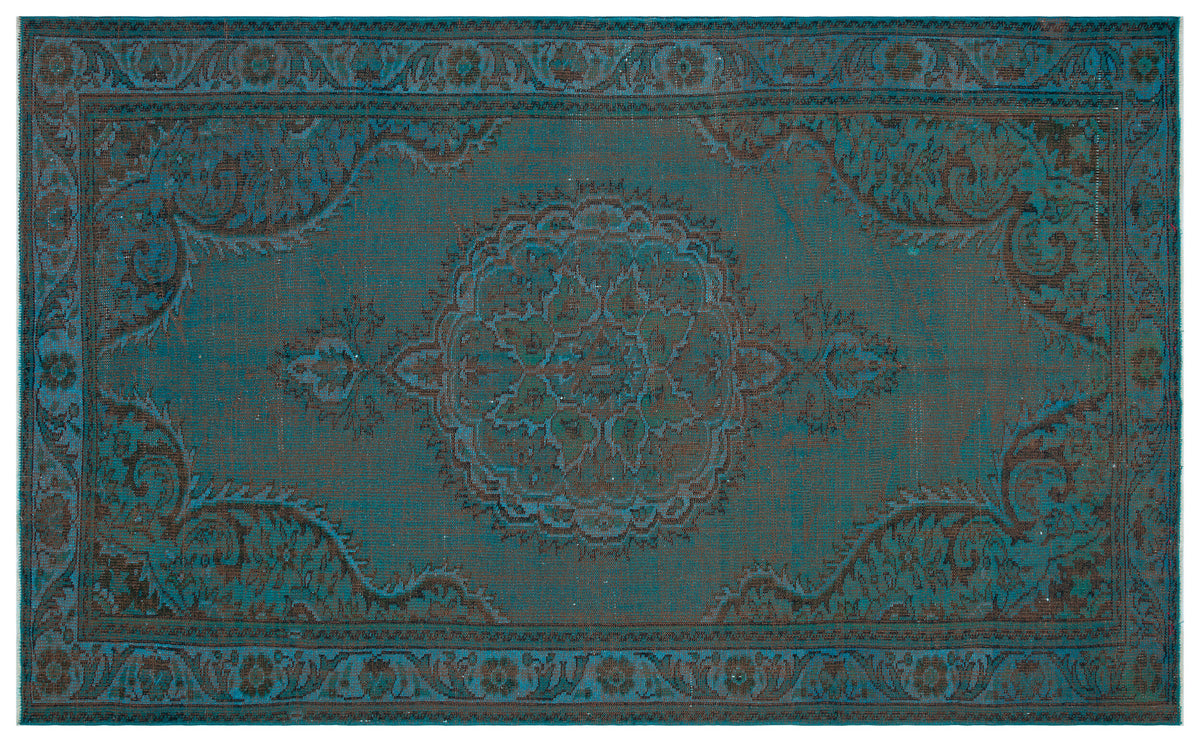 Traditional Design Indigo Blue Over Dyed Vintage Rug 5&#39;10&#39;&#39; x 9&#39;8&#39;&#39; ft 178 x 295 cm