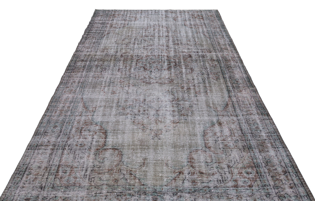 Gray Over Dyed Vintage Rug 6&#39;2&#39;&#39; x 9&#39;7&#39;&#39; ft 187 x 293 cm