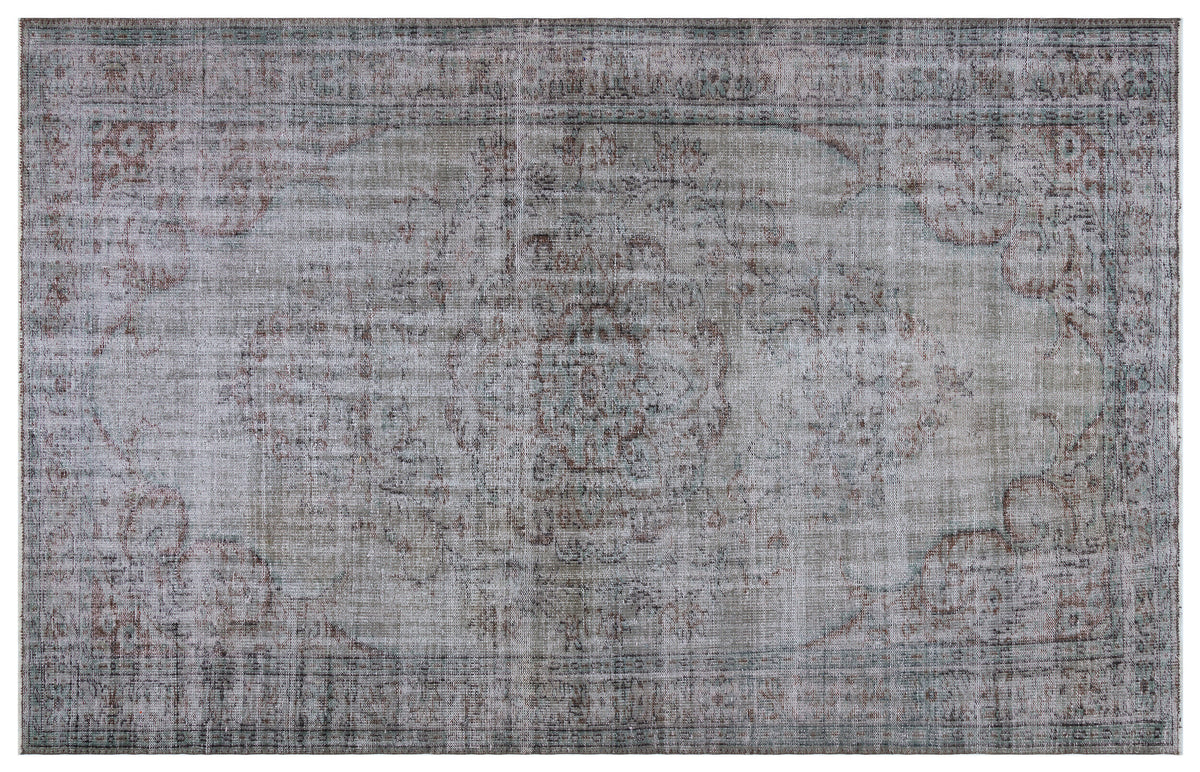 Gray Over Dyed Vintage Rug 6&#39;2&#39;&#39; x 9&#39;7&#39;&#39; ft 187 x 293 cm