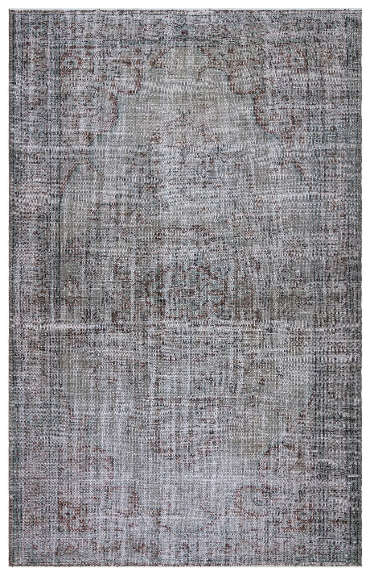Gray Over Dyed Vintage Rug 6&#39;2&#39;&#39; x 9&#39;7&#39;&#39; ft 187 x 293 cm