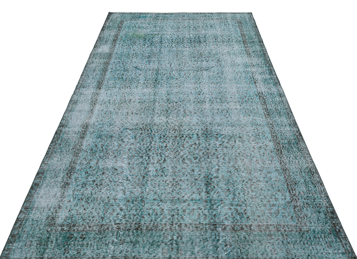 Retro Design Stone Blue Over Dyed Vintage Rug 5&#39;3&#39;&#39; x 8&#39;10&#39;&#39; ft 160 x 270 cm