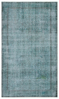 Retro Design Stone Blue Over Dyed Vintage Rug 5'3'' x 8'10'' ft 160 x 270 cm