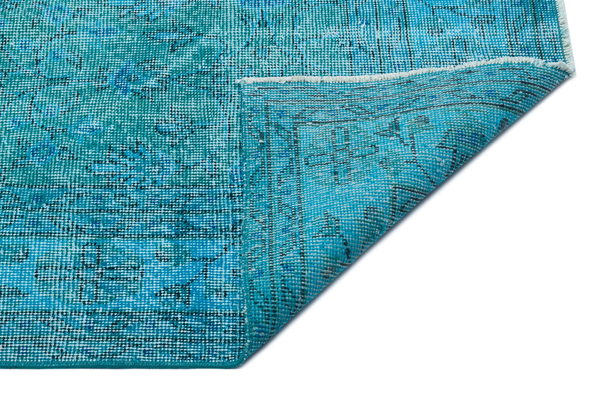 Turquoise Over Dyed Vintage Rug 7&#39;0&#39;&#39; x 9&#39;12&#39;&#39; ft 214 x 304 cm