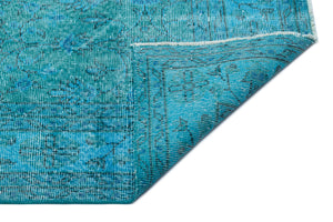 Turquoise Over Dyed Vintage Rug 7'0'' x 9'12'' ft 214 x 304 cm