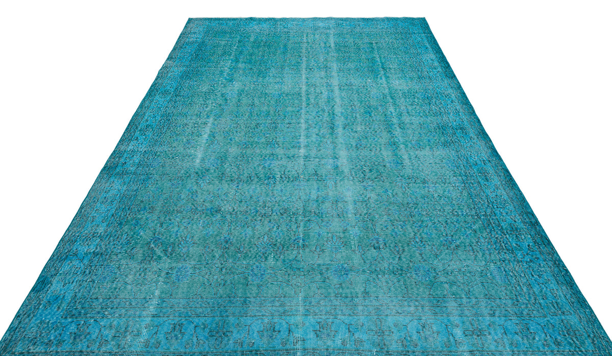 Turquoise Over Dyed Vintage Rug 7&#39;0&#39;&#39; x 9&#39;12&#39;&#39; ft 214 x 304 cm