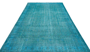 Turquoise Over Dyed Vintage Rug 7'0'' x 9'12'' ft 214 x 304 cm