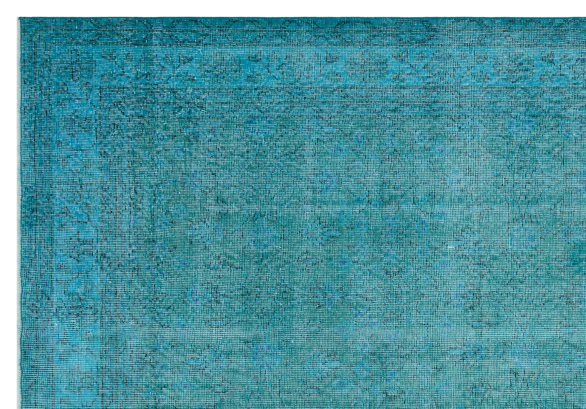 Turquoise Over Dyed Vintage Rug 7&#39;0&#39;&#39; x 9&#39;12&#39;&#39; ft 214 x 304 cm