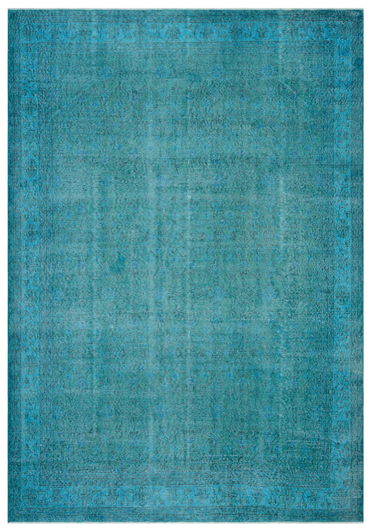 Turquoise Over Dyed Vintage Rug 7&#39;0&#39;&#39; x 9&#39;12&#39;&#39; ft 214 x 304 cm
