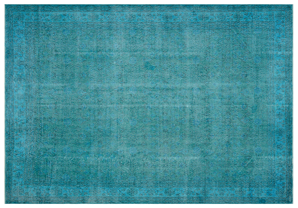 Turquoise Over Dyed Vintage Rug 7&#39;0&#39;&#39; x 9&#39;12&#39;&#39; ft 214 x 304 cm