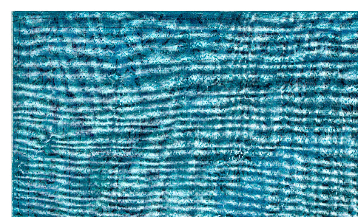 Traditional Design Turquoise Over Dyed Vintage Rug 5&#39;5&#39;&#39; x 9&#39;1&#39;&#39; ft 164 x 276 cm