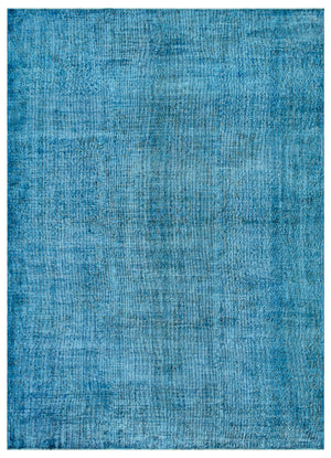 Turquoise Over Dyed Vintage Rug 7'4'' x 10'0'' ft 223 x 306 cm