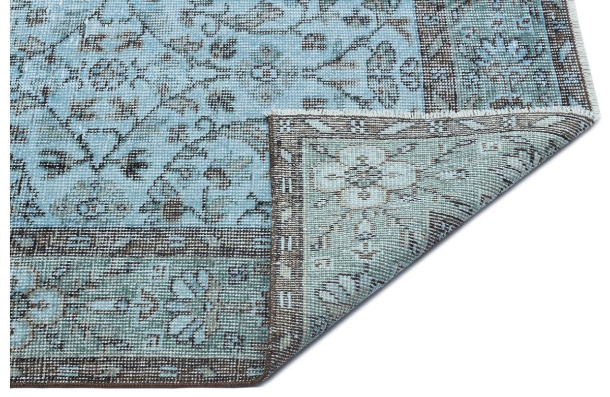 Retro Design Stone Blue Over Dyed Vintage Rug 6&#39;2&#39;&#39; x 9&#39;8&#39;&#39; ft 189 x 294 cm
