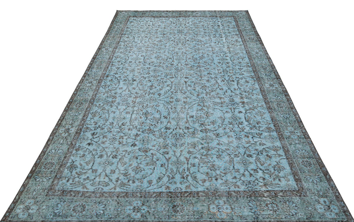 Retro Design Stone Blue Over Dyed Vintage Rug 6&#39;2&#39;&#39; x 9&#39;8&#39;&#39; ft 189 x 294 cm