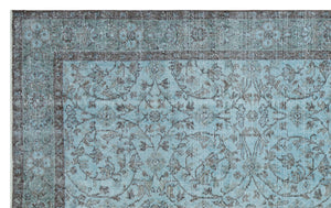 Retro Design Stone Blue Over Dyed Vintage Rug 6'2'' x 9'8'' ft 189 x 294 cm