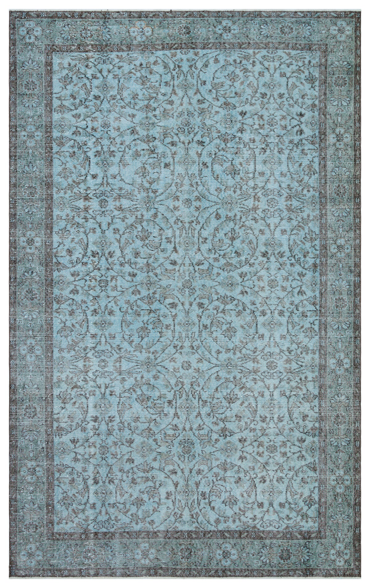 Retro Design Stone Blue Over Dyed Vintage Rug 6&#39;2&#39;&#39; x 9&#39;8&#39;&#39; ft 189 x 294 cm