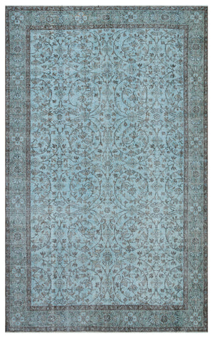 Retro Design Stone Blue Over Dyed Vintage Rug 6'2'' x 9'8'' ft 189 x 294 cm