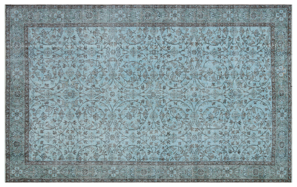 Retro Design Stone Blue Over Dyed Vintage Rug 6&#39;2&#39;&#39; x 9&#39;8&#39;&#39; ft 189 x 294 cm