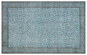 Retro Design Stone Blue Over Dyed Vintage Rug 6'2'' x 9'8'' ft 189 x 294 cm