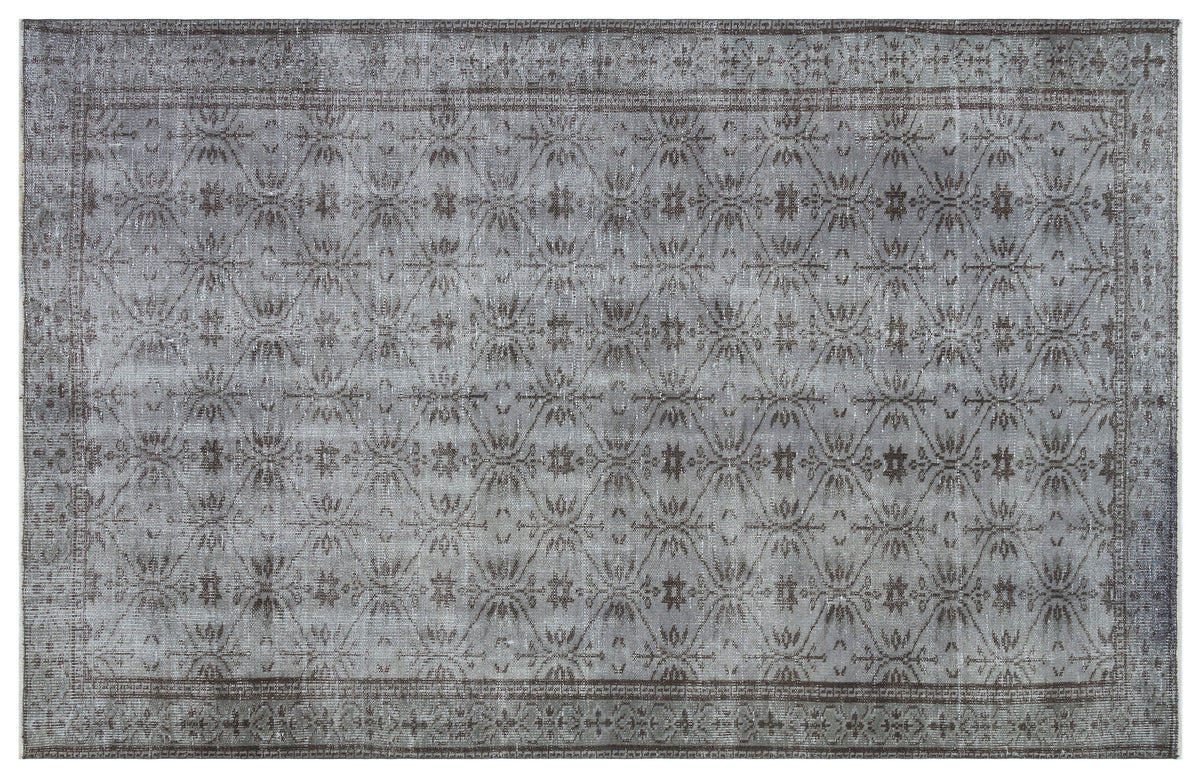Gray Over Dyed Vintage Rug 5&#39;5&#39;&#39; x 8&#39;8&#39;&#39; ft 166 x 265 cm