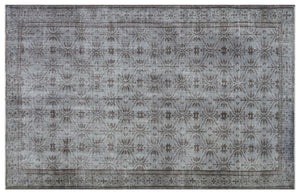 Gray Over Dyed Vintage Rug 5'5'' x 8'8'' ft 166 x 265 cm